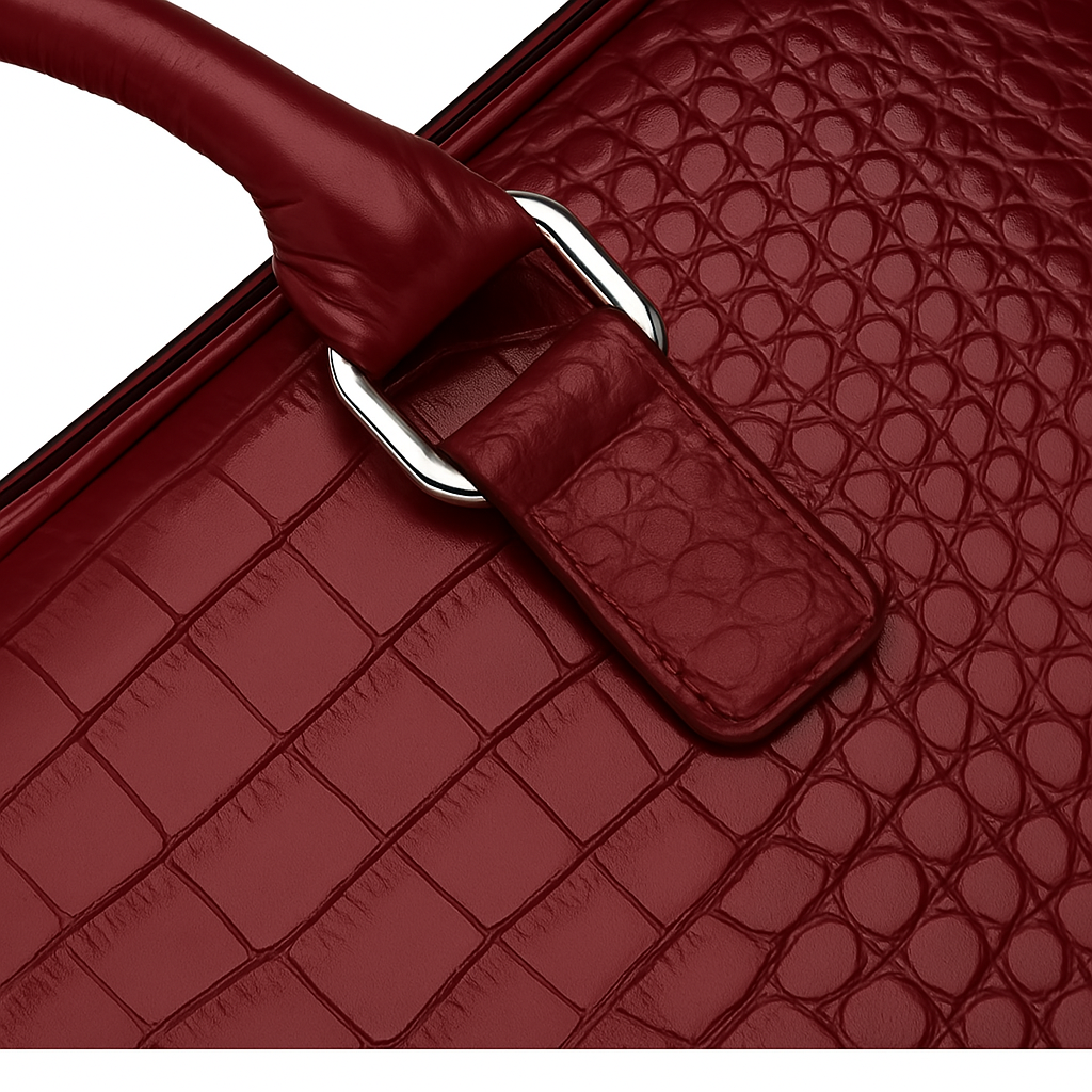 Italian Croco Leather Textured Briefcase Tan Edition
