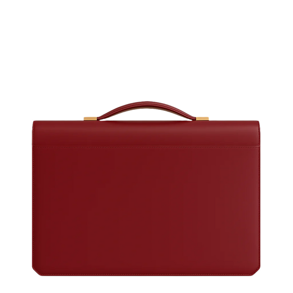 Men s Double Compartment Classy Tan Briefcase - Burgundy