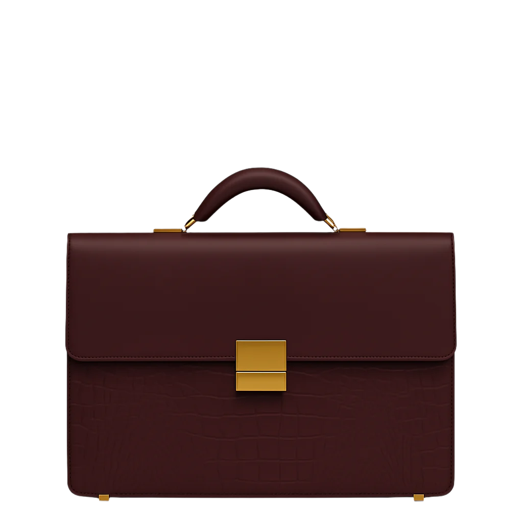 Luxurious Black Crocodile Textured Briefcase