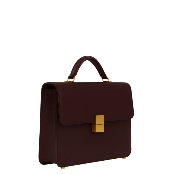 Luxurious Burgundy Crocodile Textured Briefcase - Burgundy
