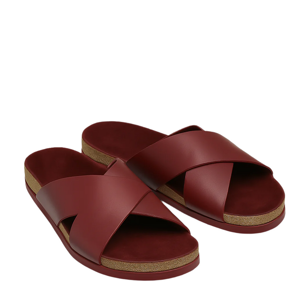 Pure Elegance Leather Slipper - Burgundy