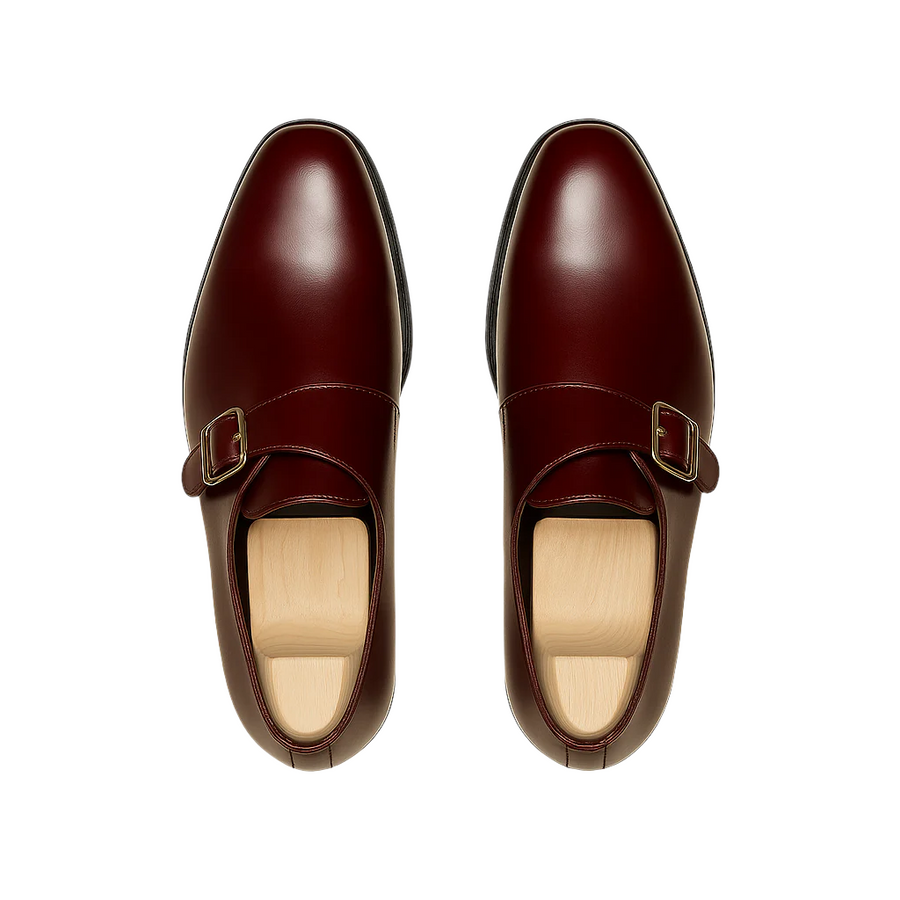 Classic Burgundy Monk Strap Leather Shoe