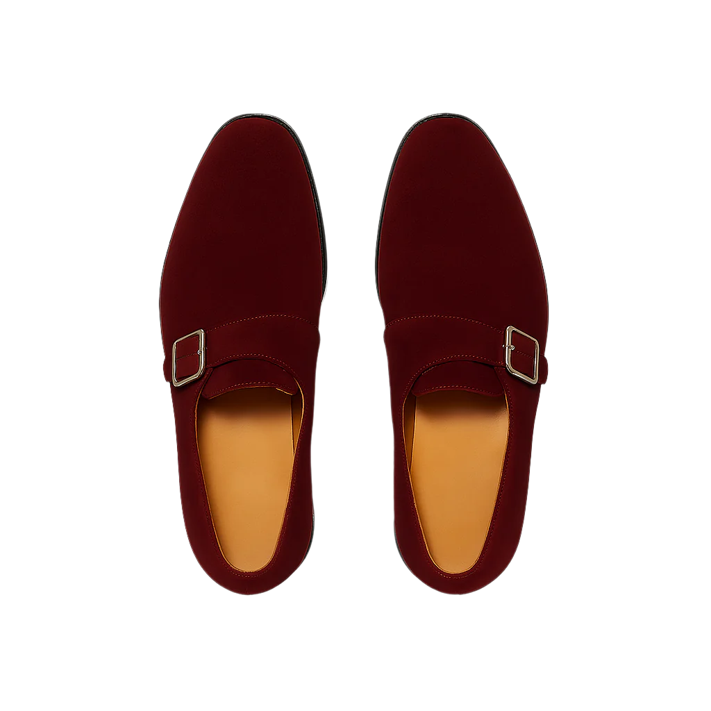 Men's Tan Handcrafted Suede Single-Strap Monk Shoe