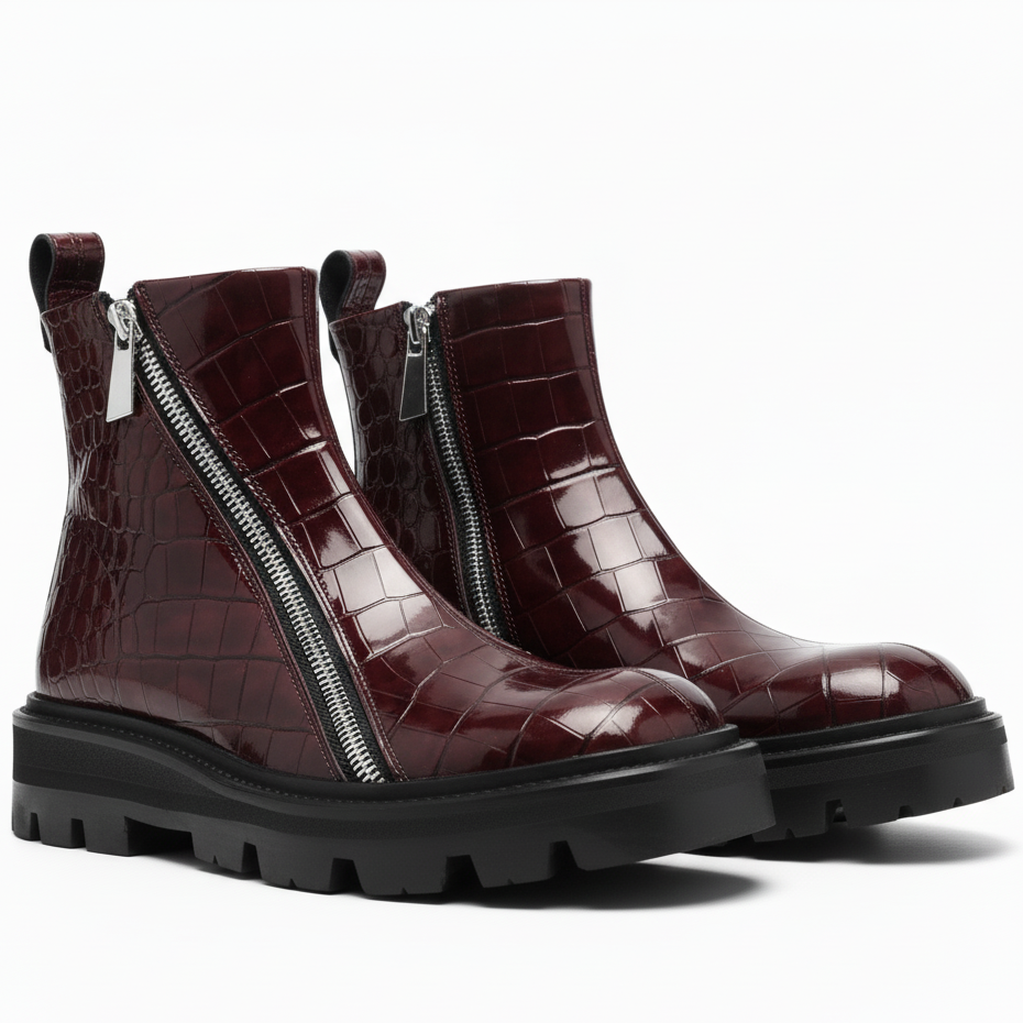 Selim Mock-Croc Ankle Boots