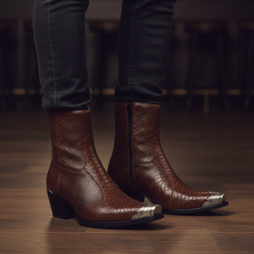 Raven Python Hand Dyed Leather Shoe for Men