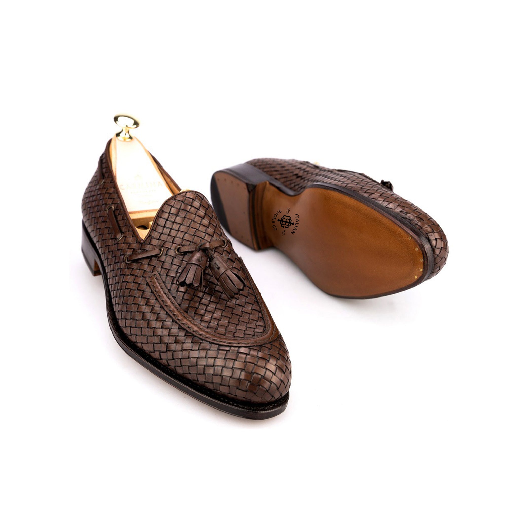 Cocoa Braided Tassel Leather Loafer