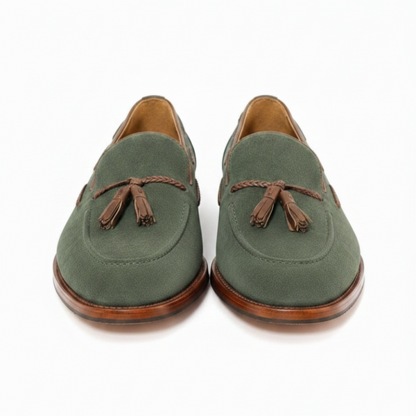 Braided Charm Italian Suede Tassel Loafers