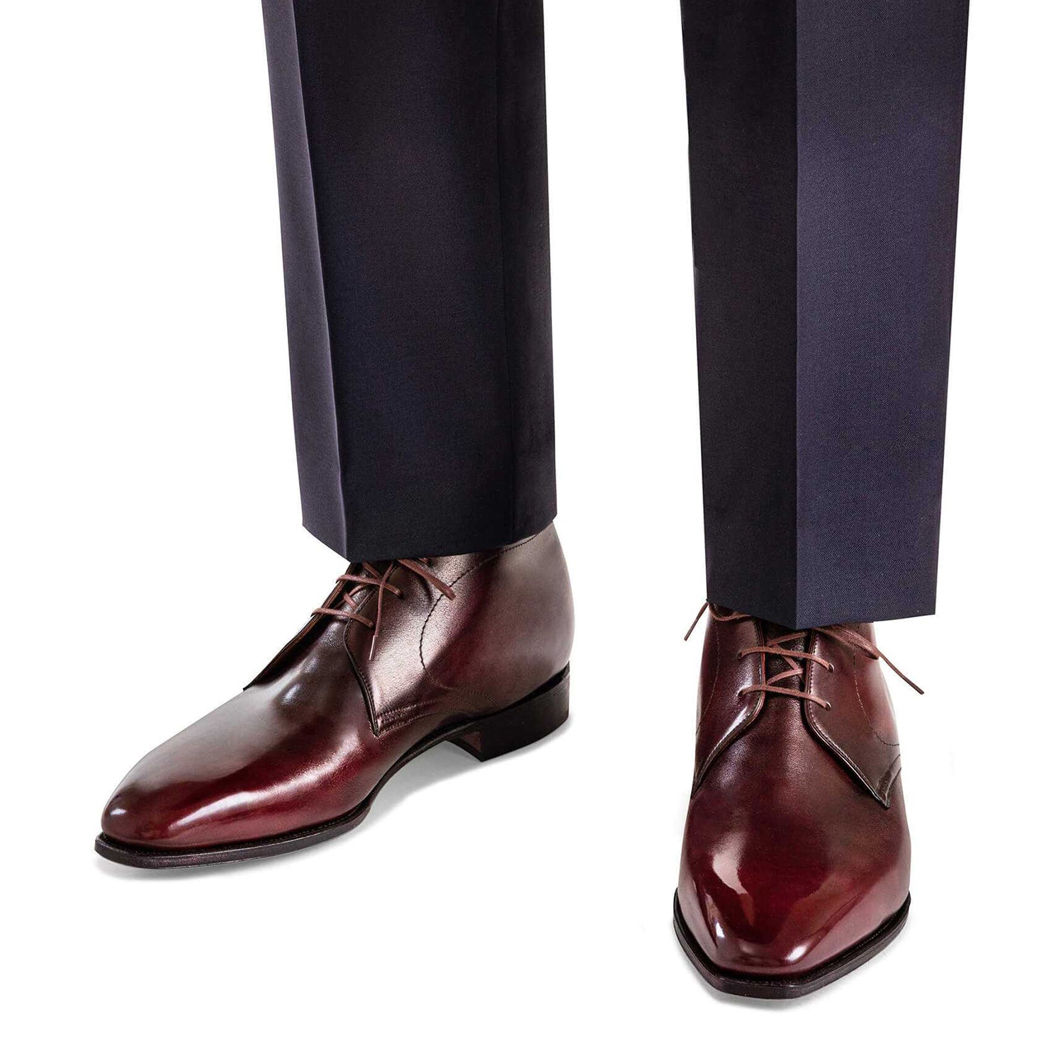 LIE DE VIN CHUKKA CALF LEATHER BOOTS