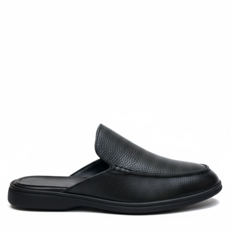 Classic Textured Pebble Leather Mule