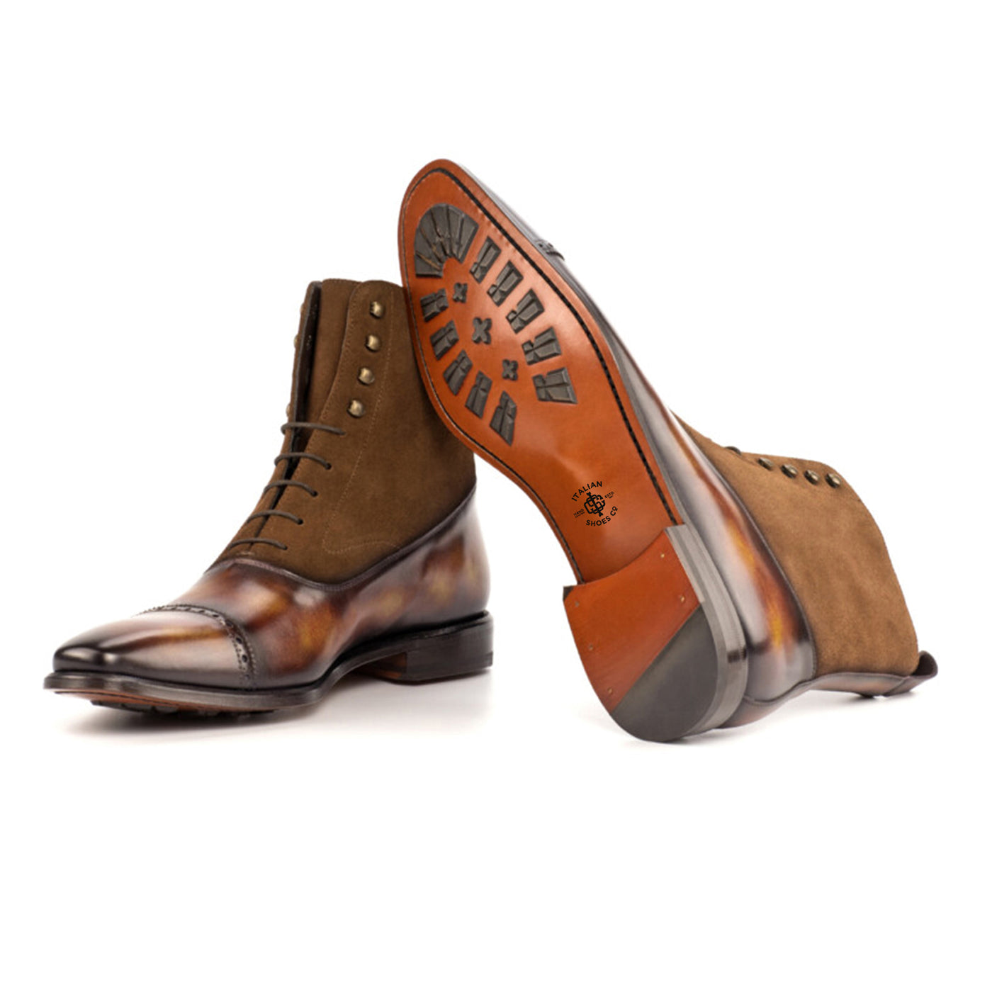 Patina Leather & Suede Balmoral Boots