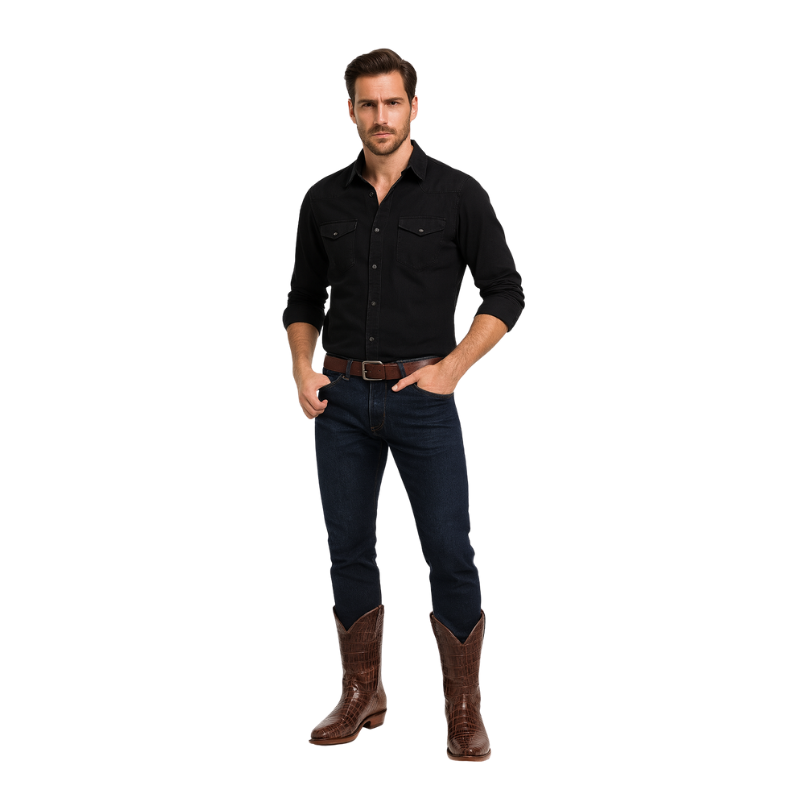 Croc-Embossed Western Cowboy Boots