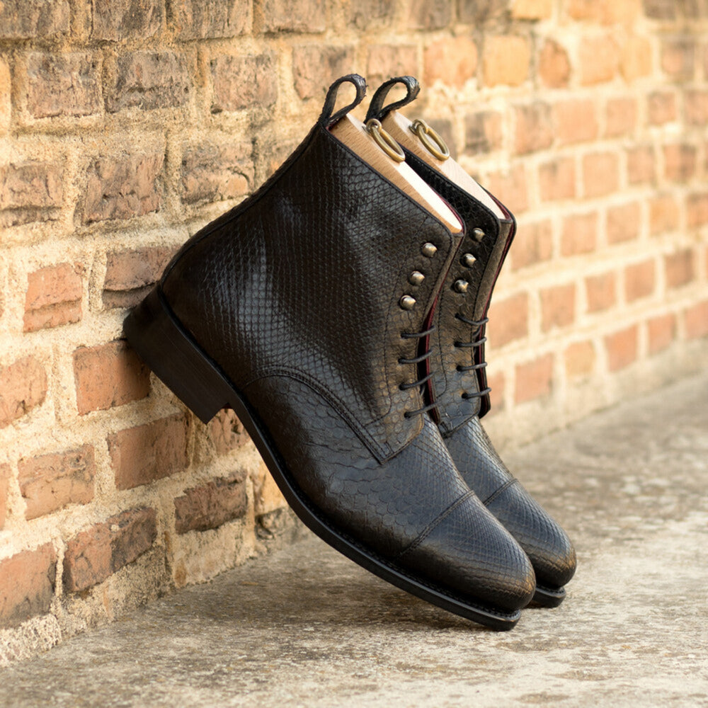 Python Leather Derby Boots