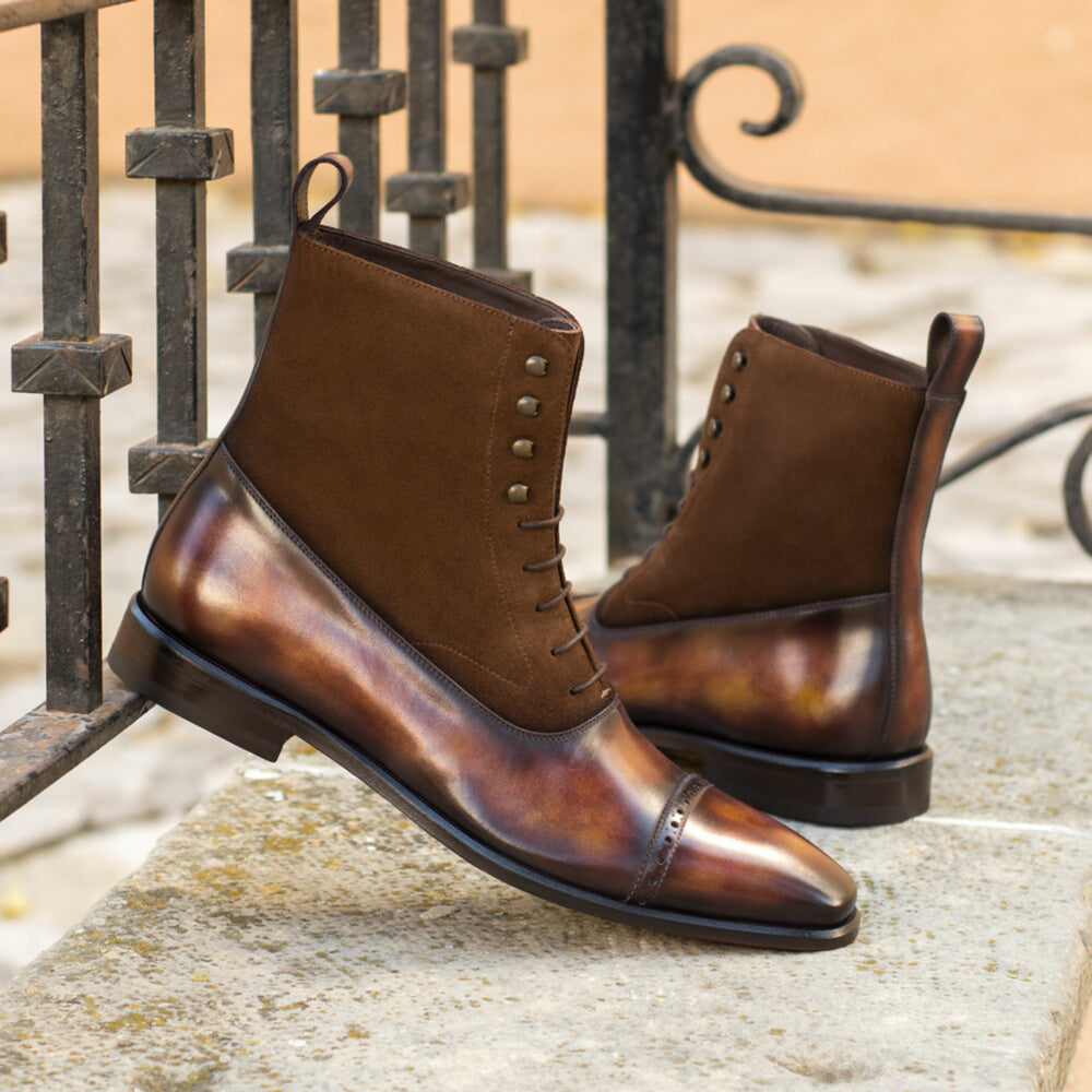 Patina Leather and Suede Balmoral Boots