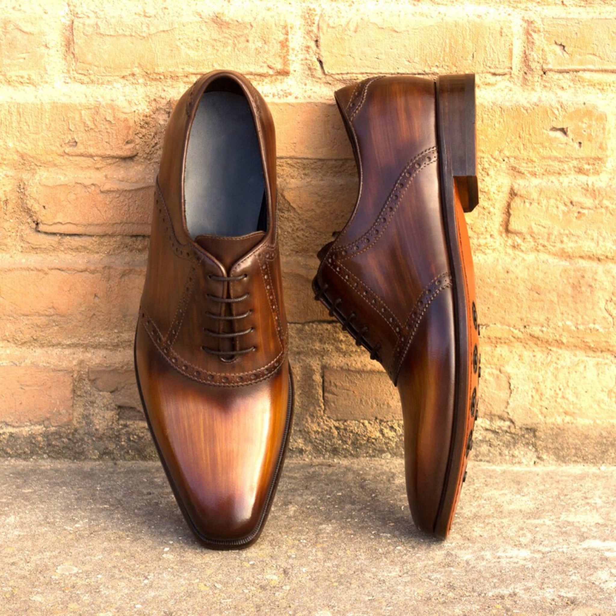 Tan Patina Leather Saddle Shoes