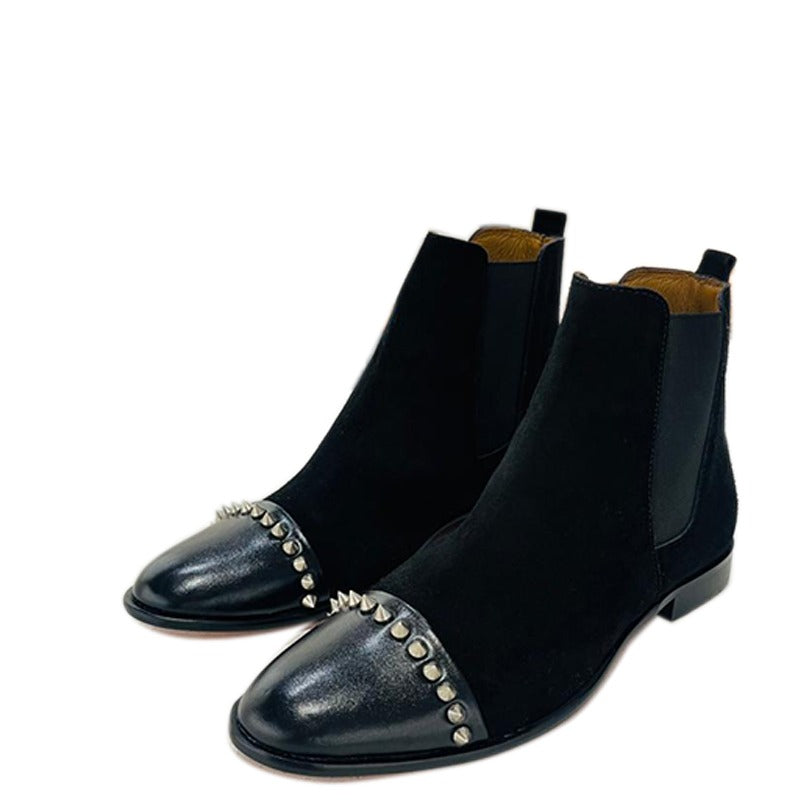 Double Leather Studded Boots