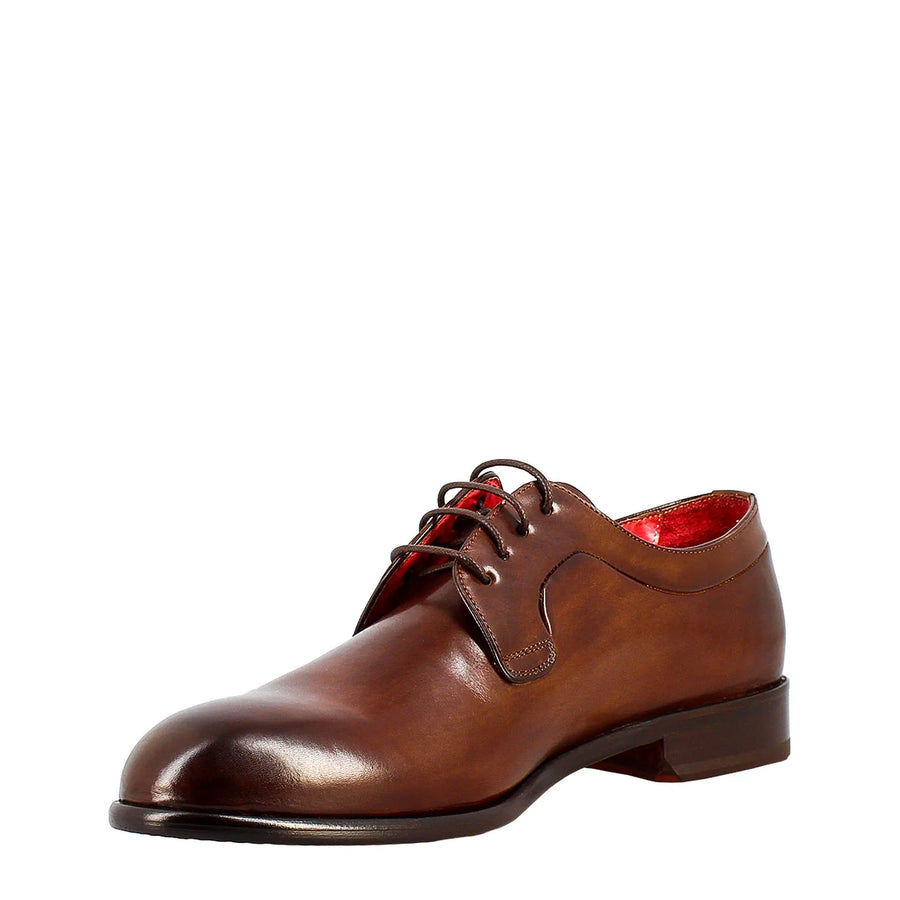 Dark brown derby in smooth leather