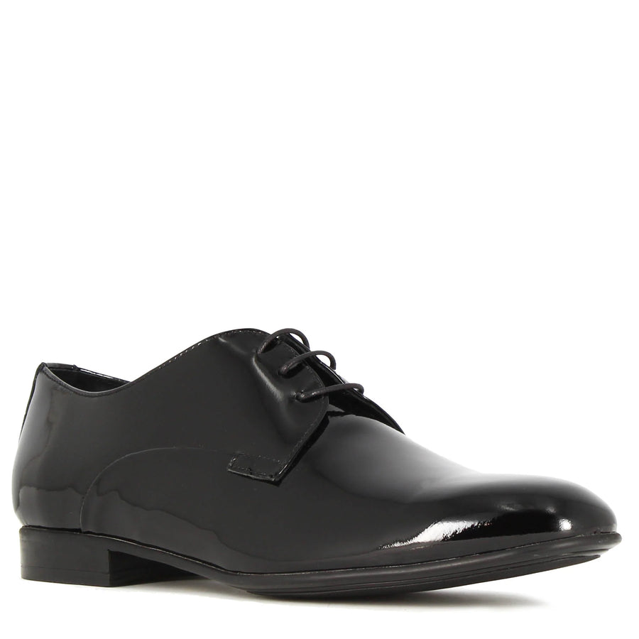 Shiny Black Leather Derby