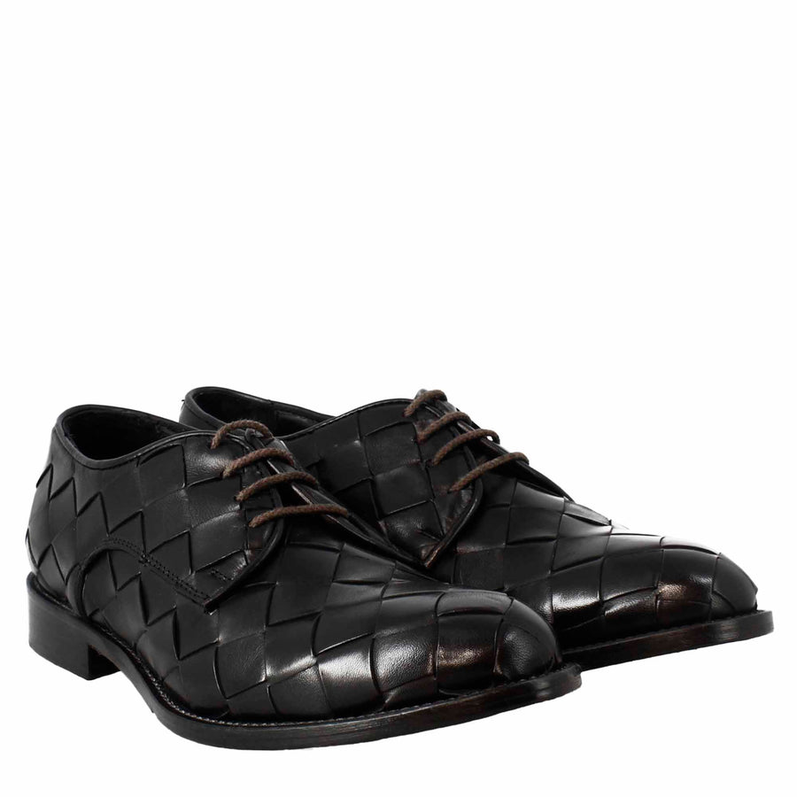 Vintage Black Derby woven leather