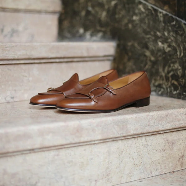 Valerio Double Monk Strap Shoes - Dark Brown