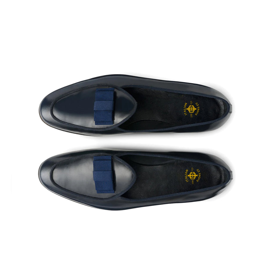 Navy Slip On Leather Loafers