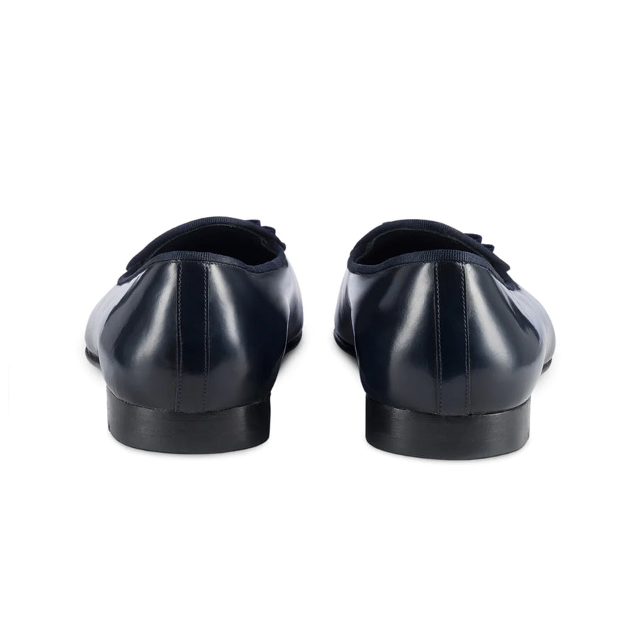 Navy Slip On Leather Loafers