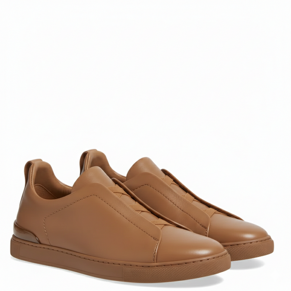 Noir Triple Stitch Leather Sneaker