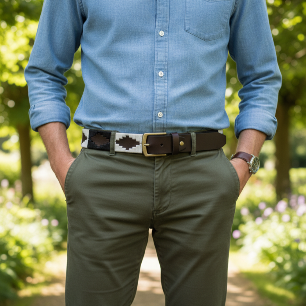 Woven Crest Heritage Grain Leather Belt