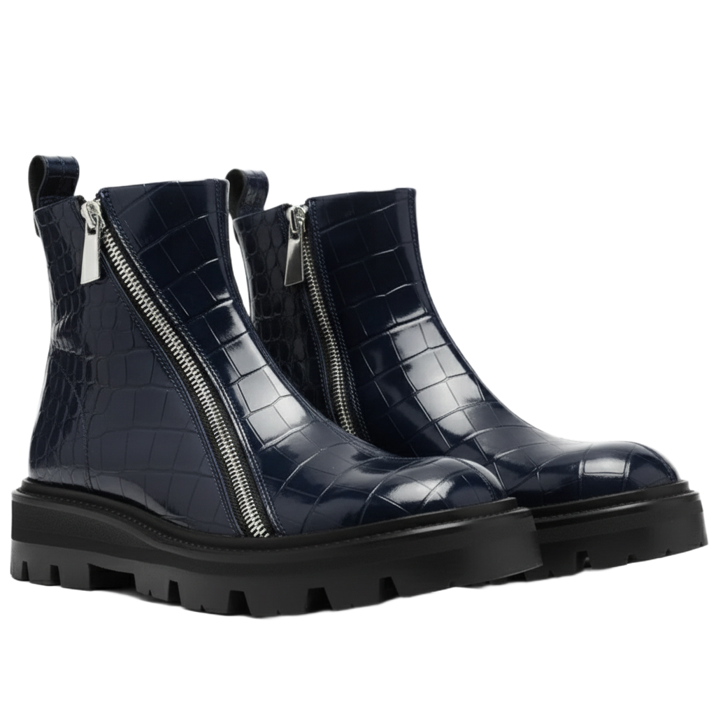 Selim Mock-Croc Ankle Boots