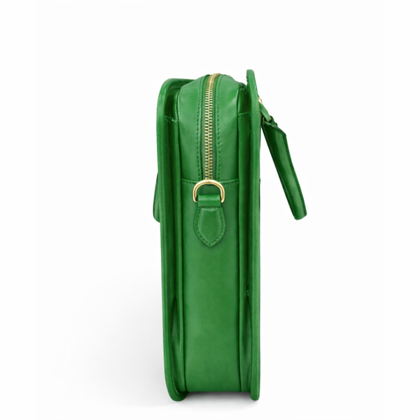 Men s Multifunctional Leather Luxury Briefcase Bag - Green