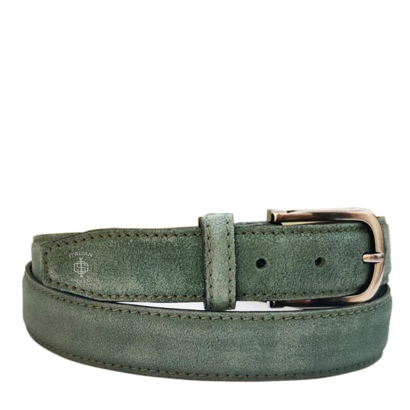 Scamosciata Leather Belt Green