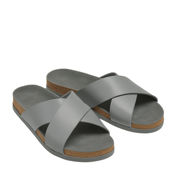 Pure Elegance Leather Slipper - Grey