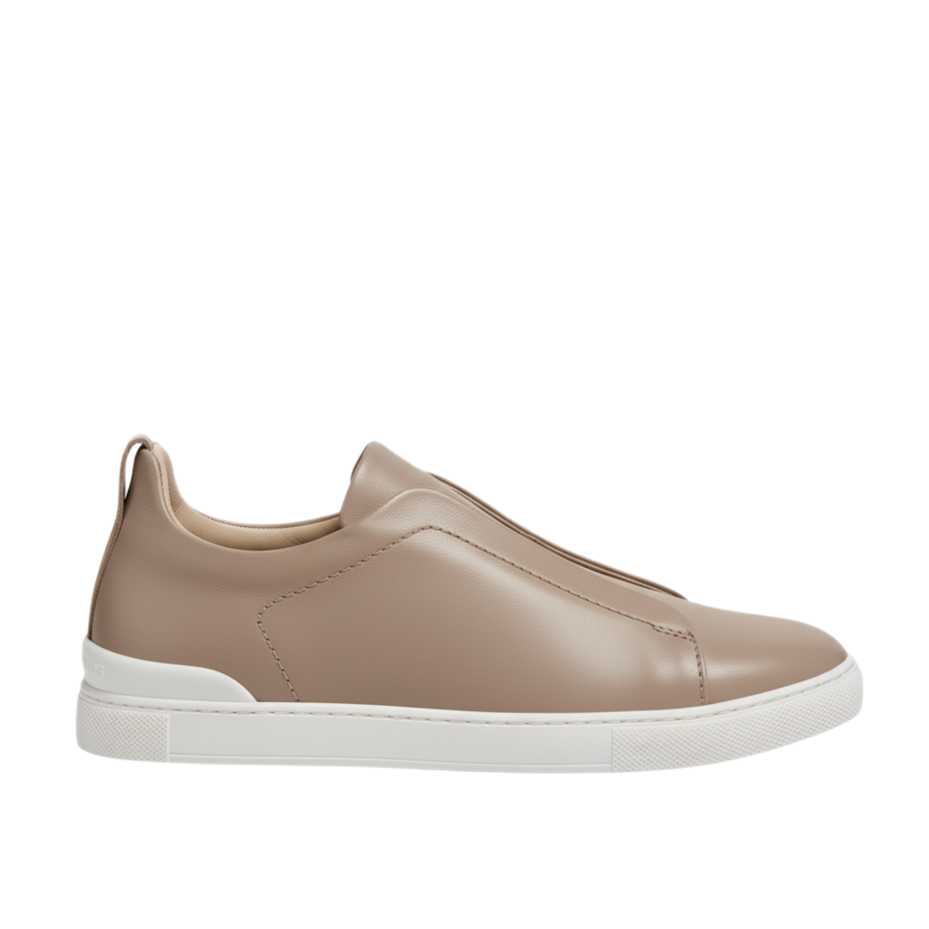 Luxury Edition Triple Stitch Leather Tan Sneaker for Men's