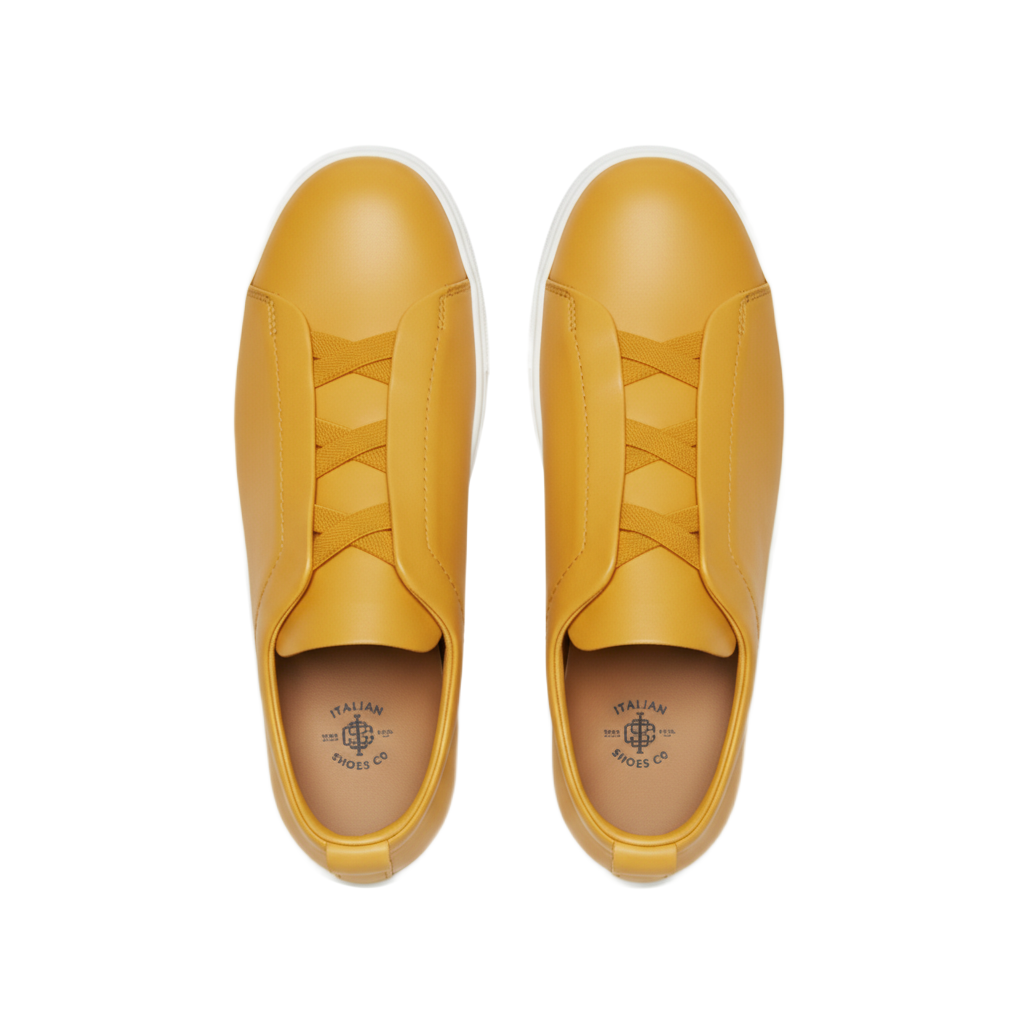 Luxury Edition Triple Stitch Leather Tan Sneaker for Men's