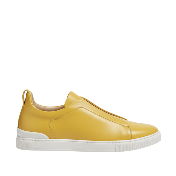 Luxury Edition Triple Stitch Leather Sneaker for Mens - Yellow