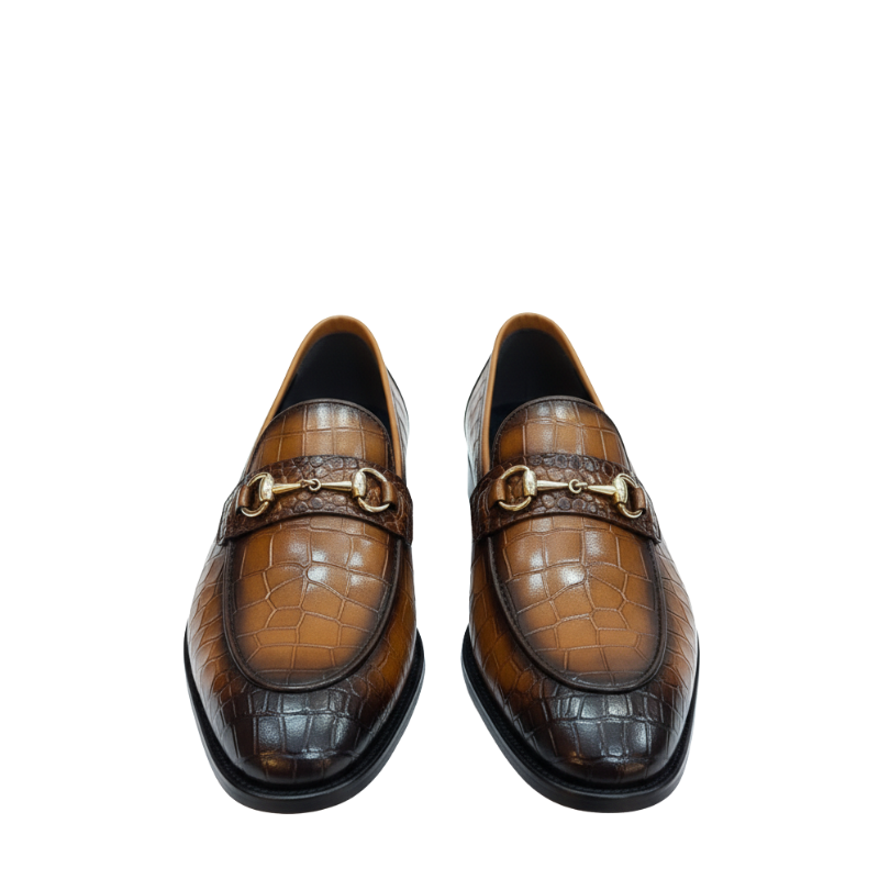Royal Cognac Croco Bit Loafers