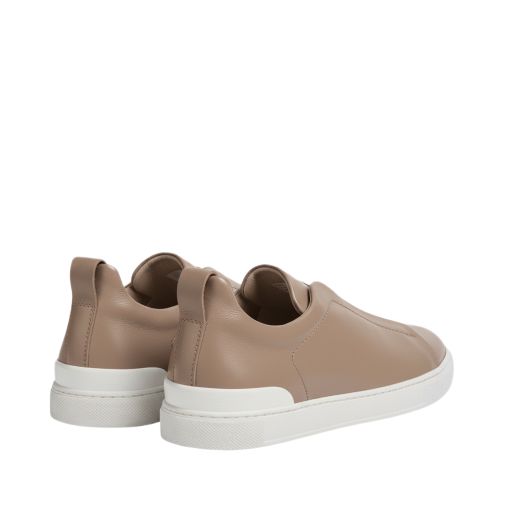 Luxury Edition Triple Stitch Leather Tan Sneaker for Men's