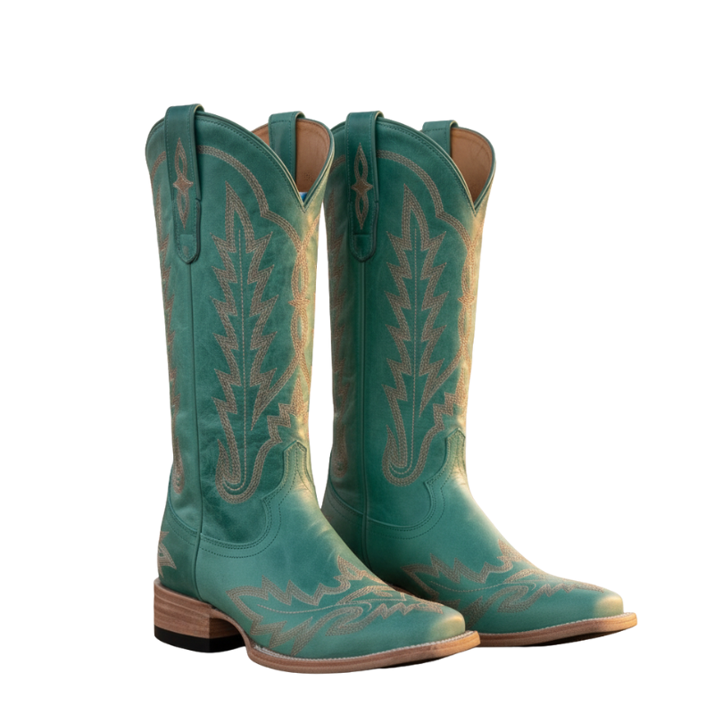 Women's Turquiose Square Toe Cowboy Boots