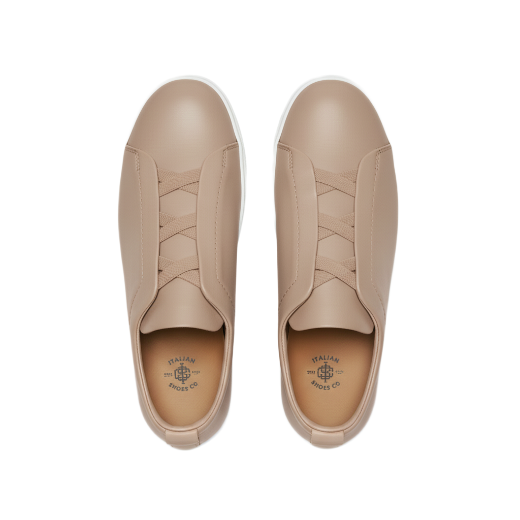 Luxury Edition Triple Stitch Leather Tan Sneaker for Men's
