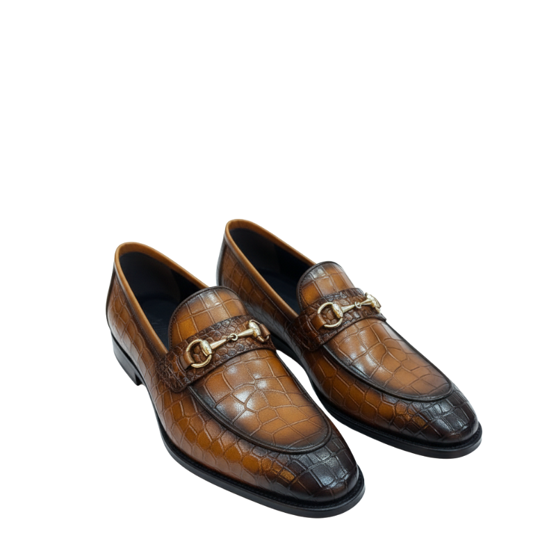 Royal Cognac Croco Bit Loafers