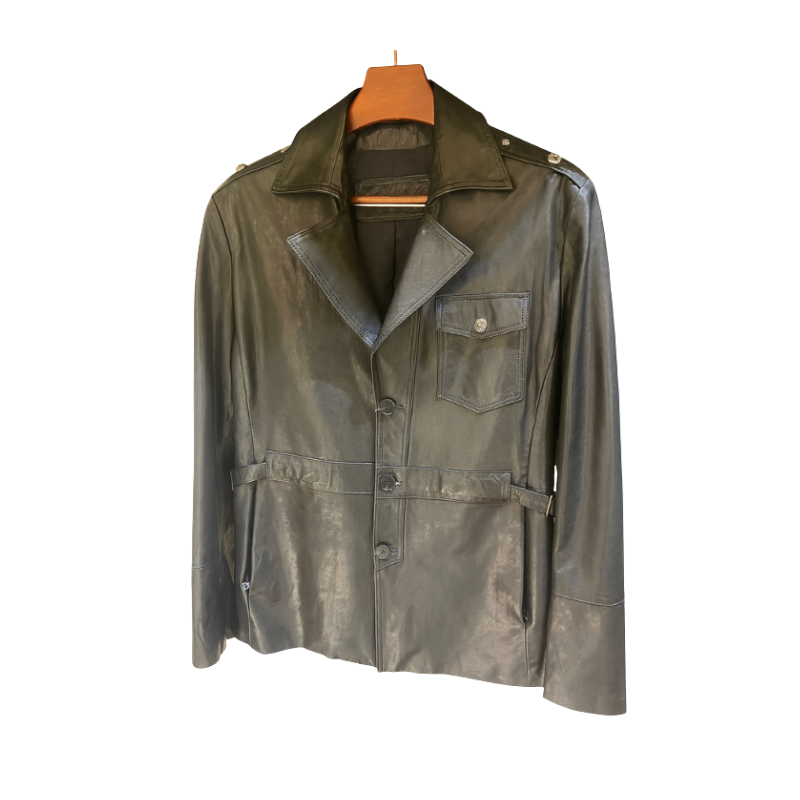 Classic Double-pocket Leather Coat