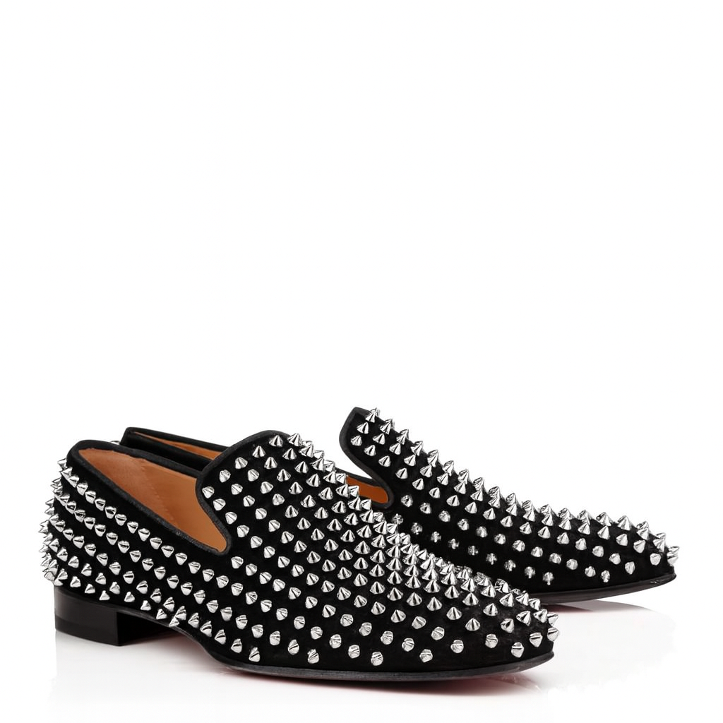 Italain Spiked Slip-on Black Shoes for Men's