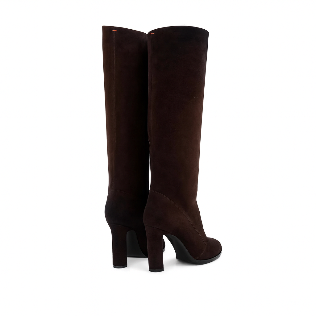Knee High Suede High-heel Women's Boots With Chain