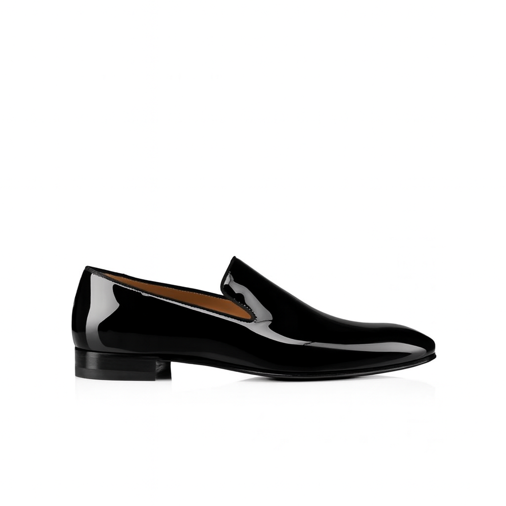 Polished Leather Black Patent Leather Slip-on Shoe