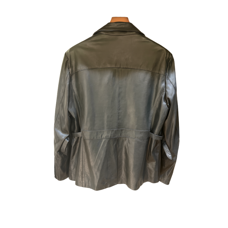 Classic Double-pocket Leather Coat