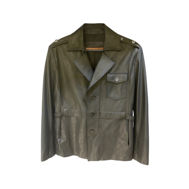 Classic Double-pocket Leather Coat