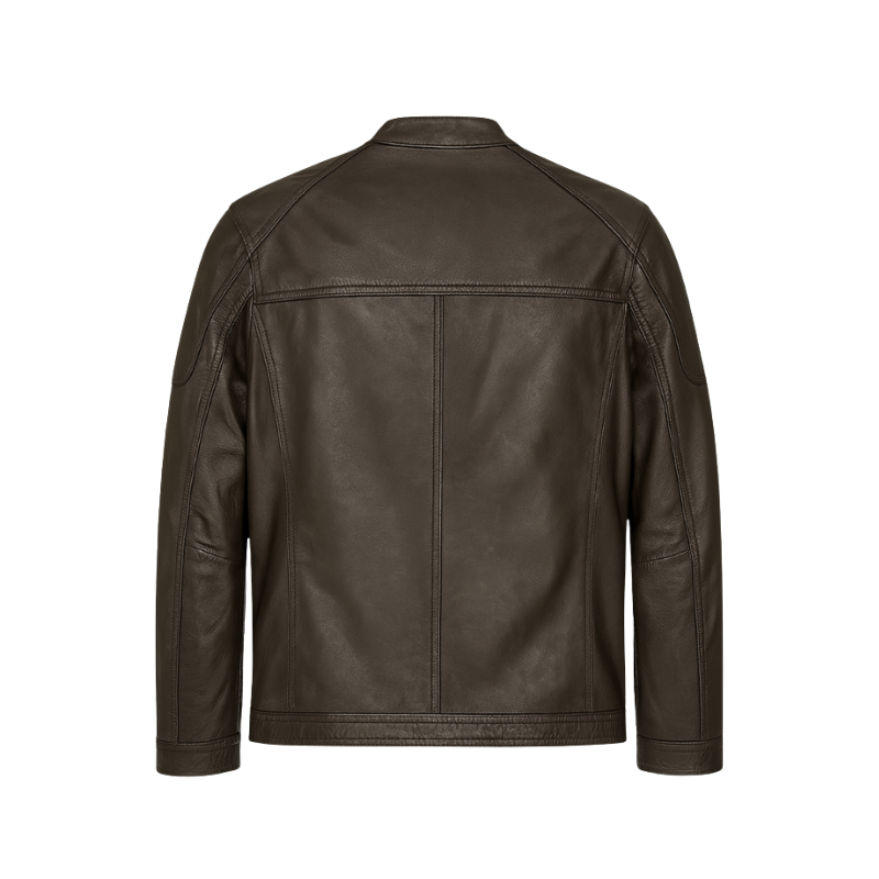 Luxury Leather Regular Fit Solid Jacket