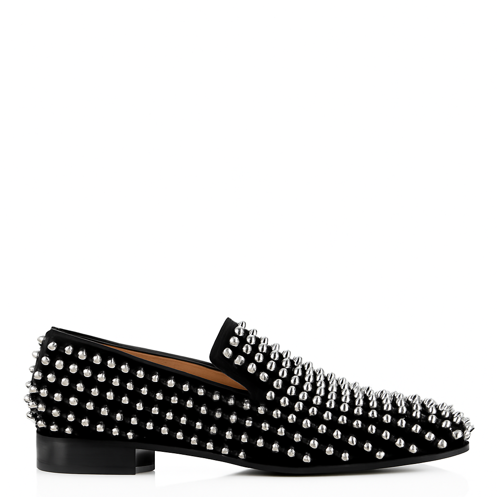 Italain Spiked Slip-on Black Shoes for Men's
