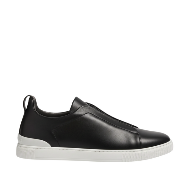 Luxury Edition Triple Stitch Leather Sneaker for Mens - Black