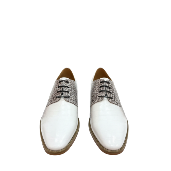 Ivory Python Textured Luxury Derby Shoes