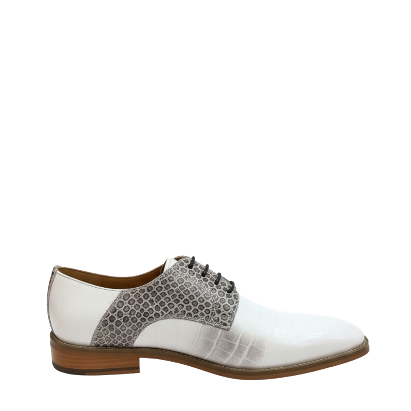 Ivory Python-Textured Luxury Derby Shoes